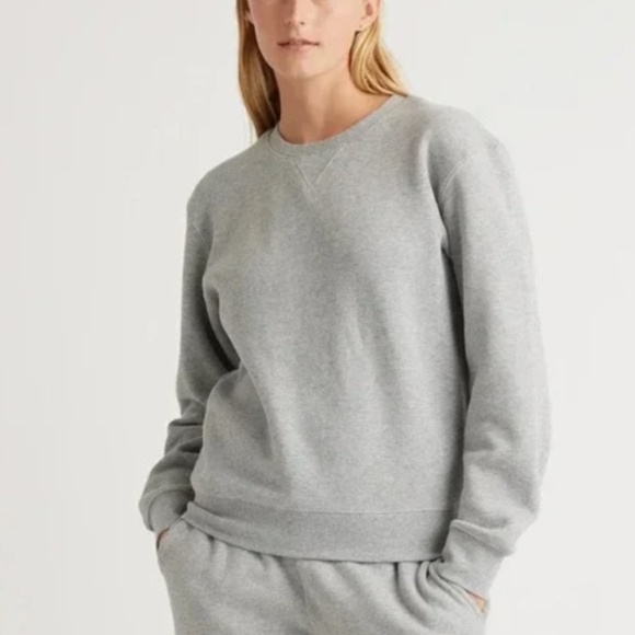 Quince - Organic Heavyweight Fleece Grey Boyfriend Crew Sweatshirt - Large - Picture 1 of 2